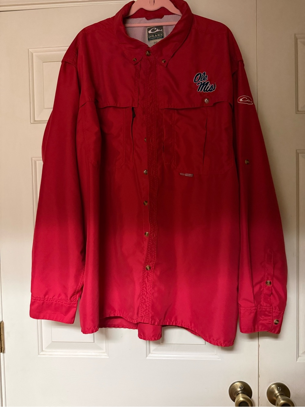 Drake Ole Miss Red Lightweight Button-Front shirt 3xl